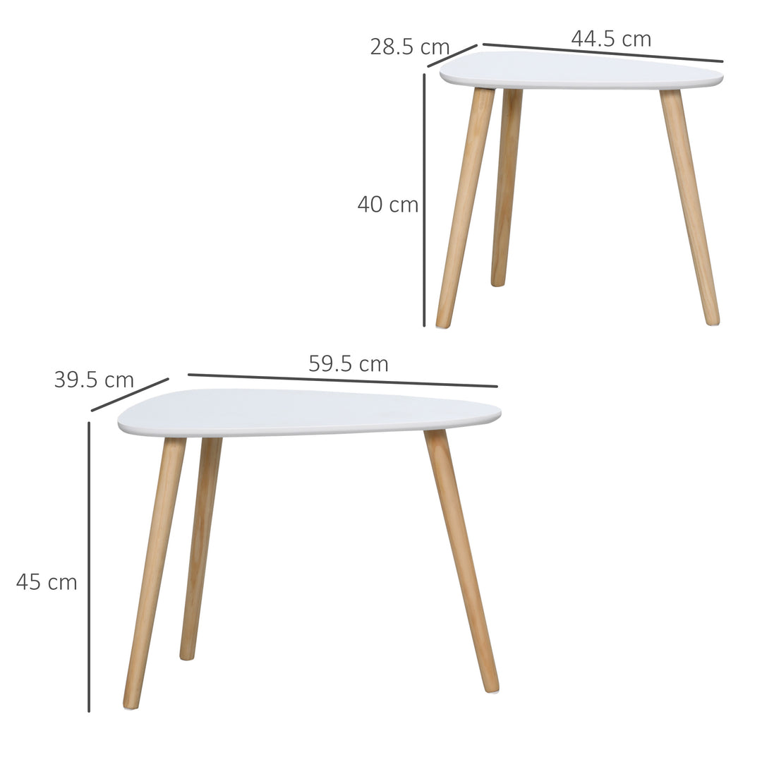 MCL Nesting Coffee Table, Set of 2 Side Tables, Stacking End Tables with Solid Wood Legs, for Living Room Bedroom, White