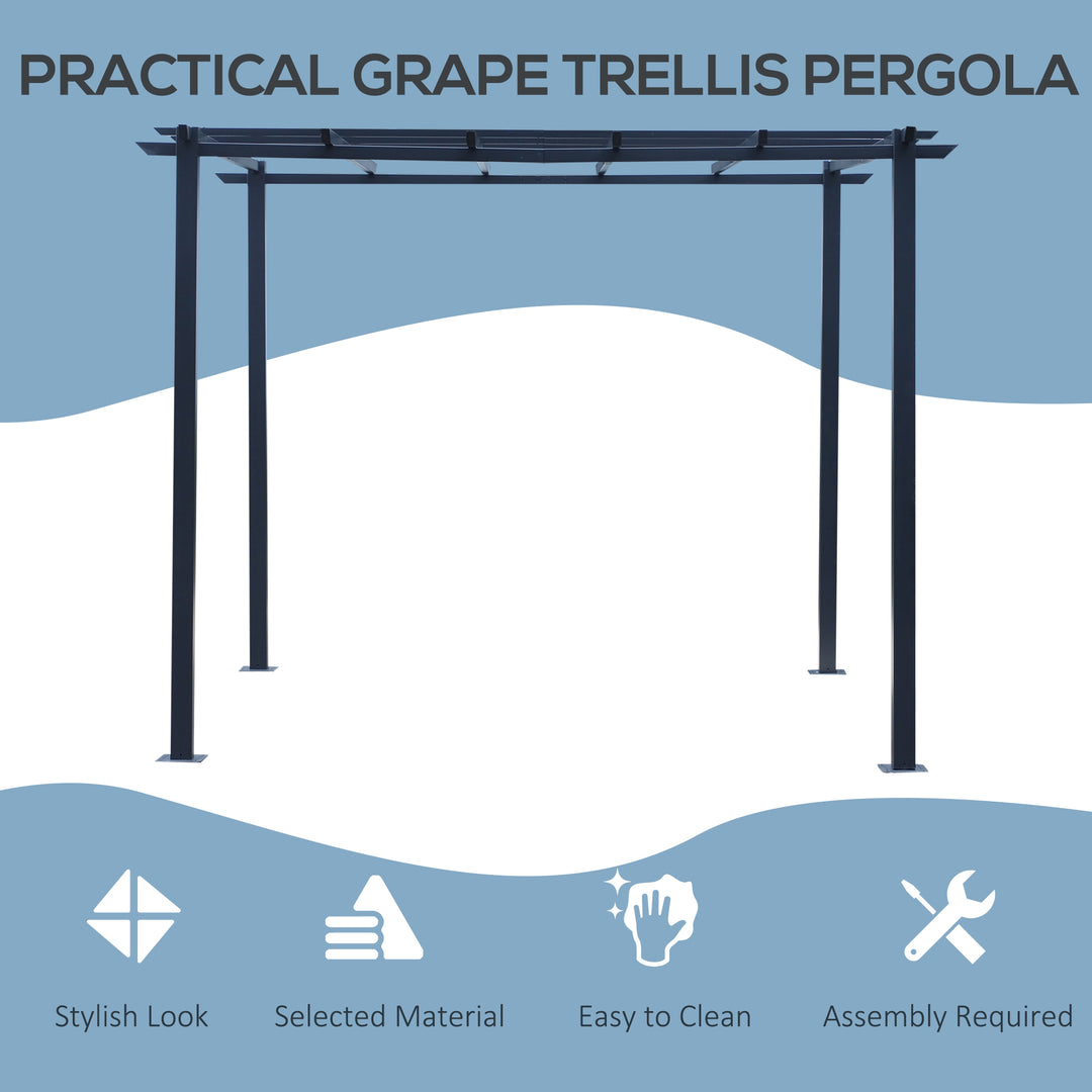 3 x 3 Meter Metal Pergola Garden Gazebo Grape Trellis for Climbing Plants Outdoor Sun Shelter Arbours