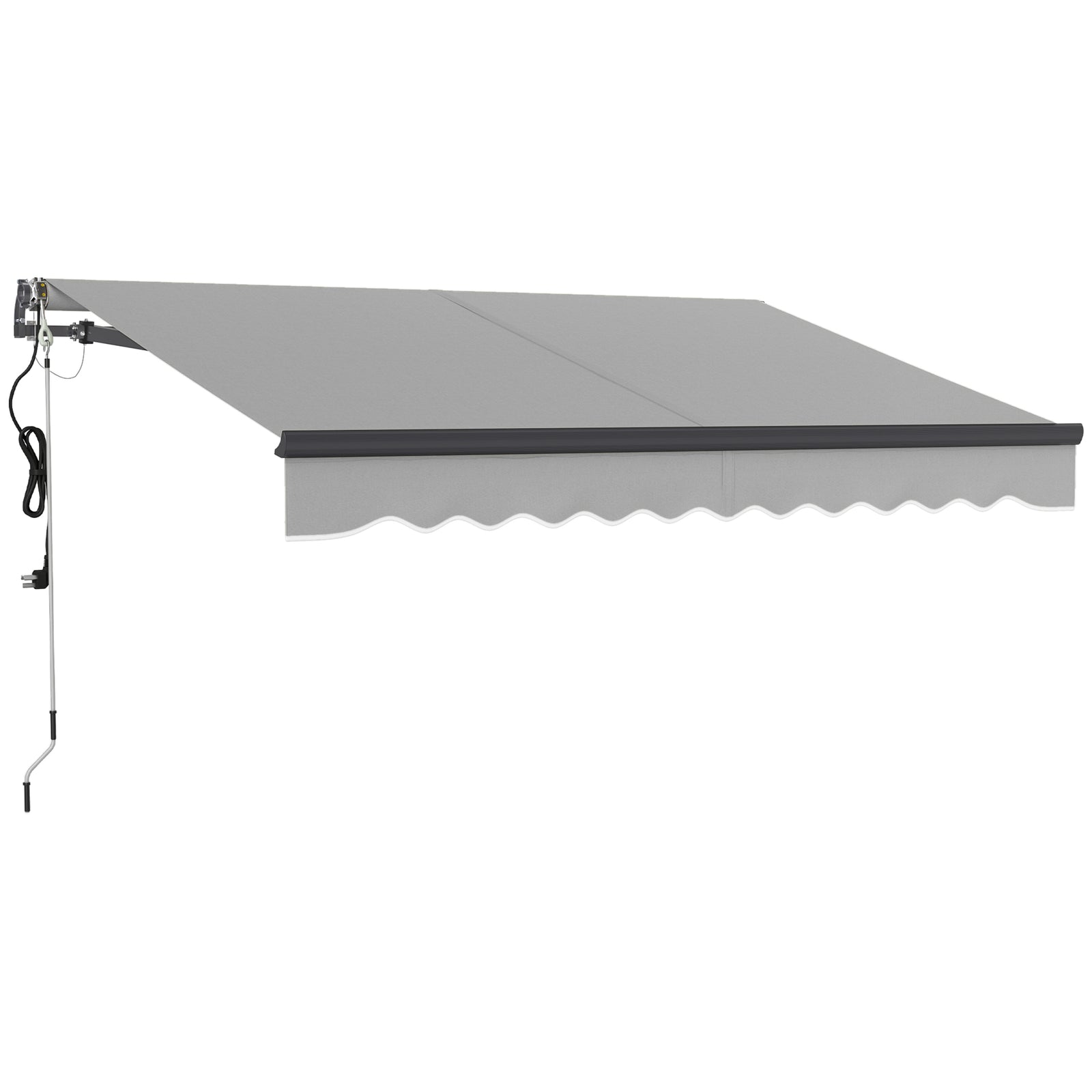 3 x 2.5m Electric Awning with Remote Controller, Aluminium Frame DIY Retractable Awning, UV30+ Sun Shade Canopy for Garden Patio Deck Door Window, Light Grey