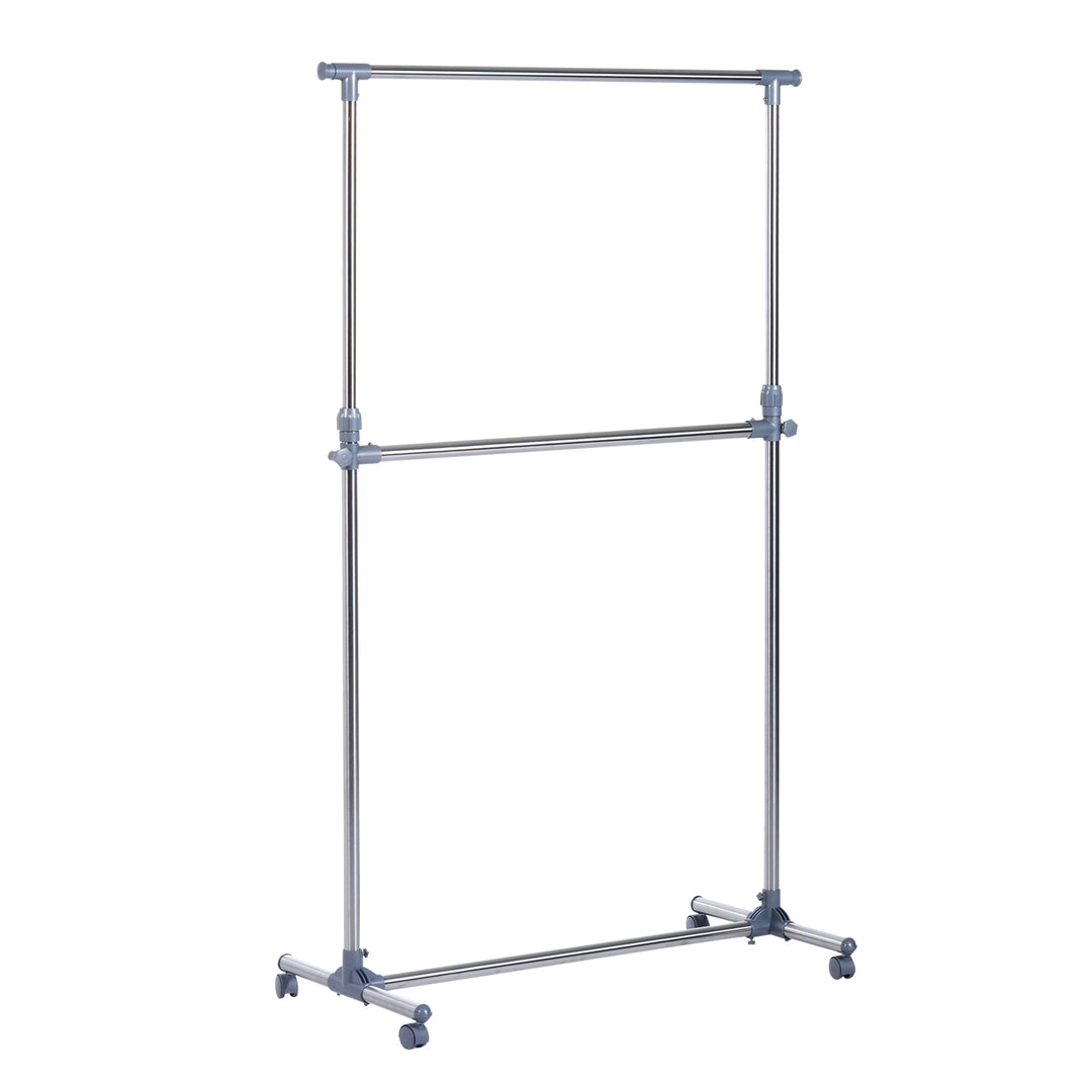 MCL Heavy Duty Clothes Hanger Garment Rail Hanging Display Stand Rack w/ Wheels Adjustable