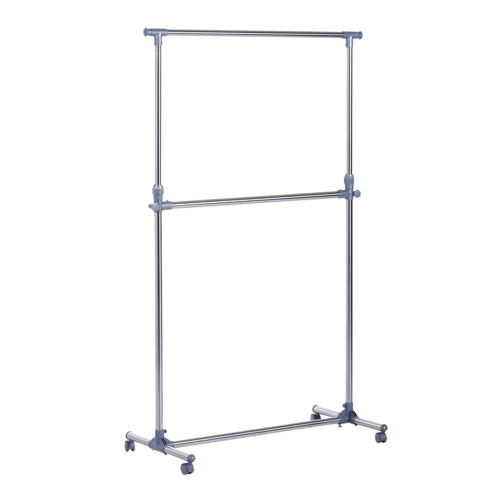 MCL Heavy Duty Clothes Hanger Garment Rail Hanging Display Stand Rack w/ Wheels Adjustable