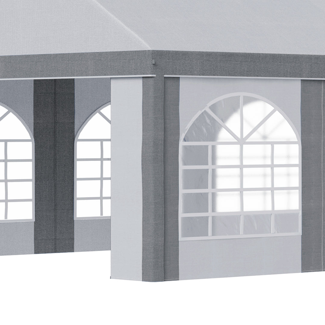 8 x 4m Galvanised Party Tent, Marquee Gazebo with Sides, Eight Windows and Double Doors, for Parties, Wedding and Events