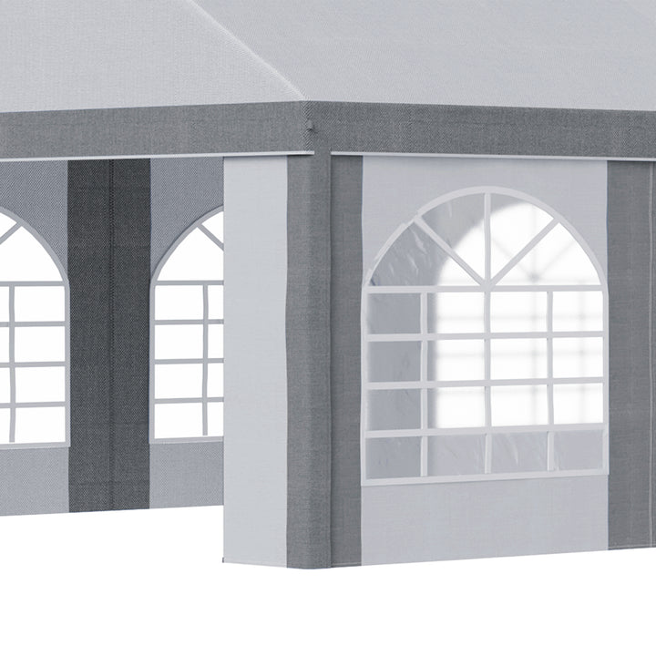 8 x 4m Galvanised Party Tent, Marquee Gazebo with Sides, Eight Windows and Double Doors, for Parties, Wedding and Events