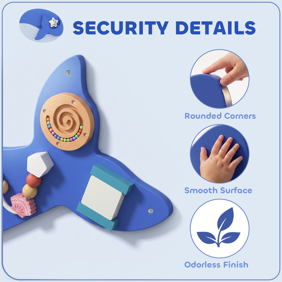Whale Activity Wall Busy Board, 13 in 1 Montessori Inspired Sensory Wa