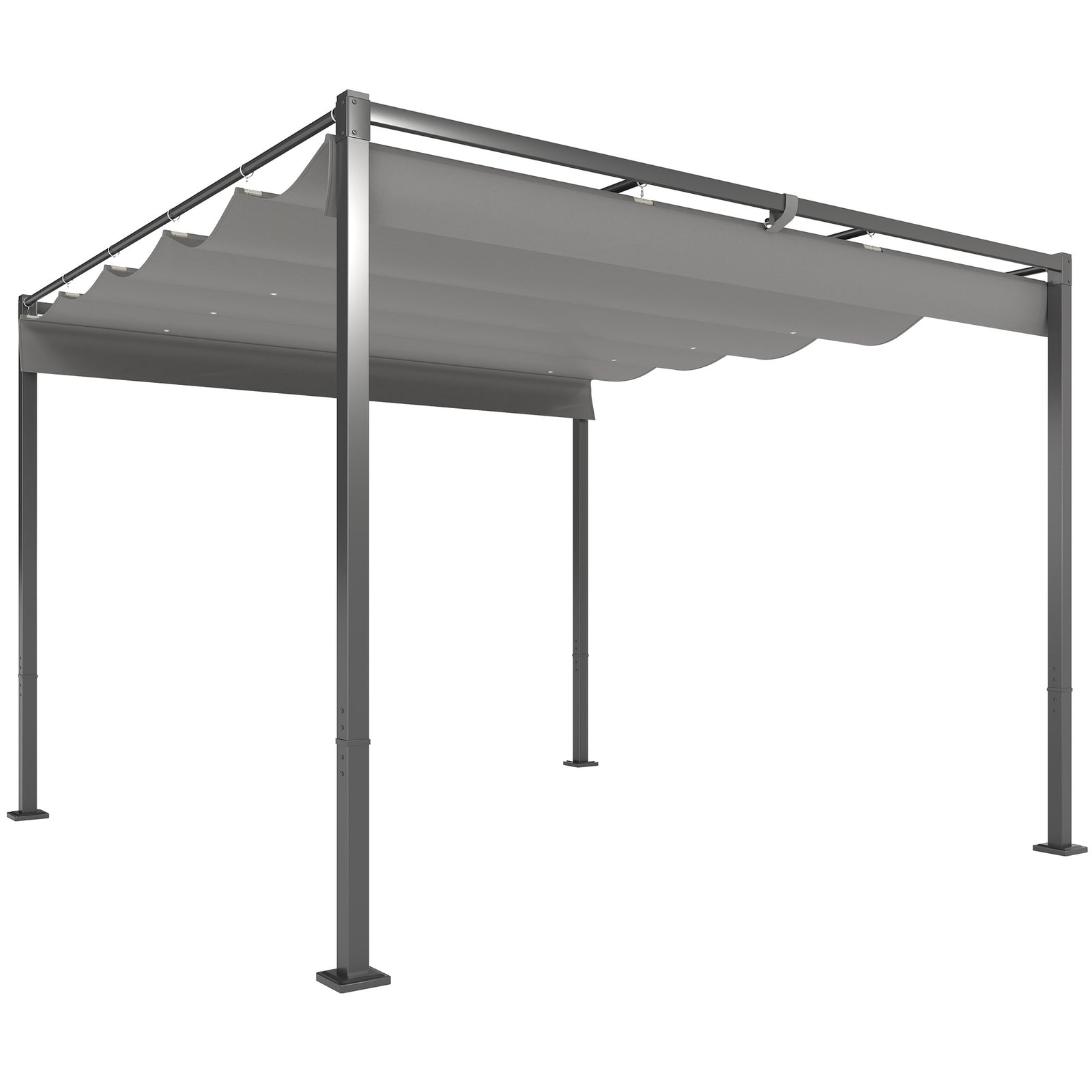 3 x 3m Retractable Roof Metal Pergola - Grey