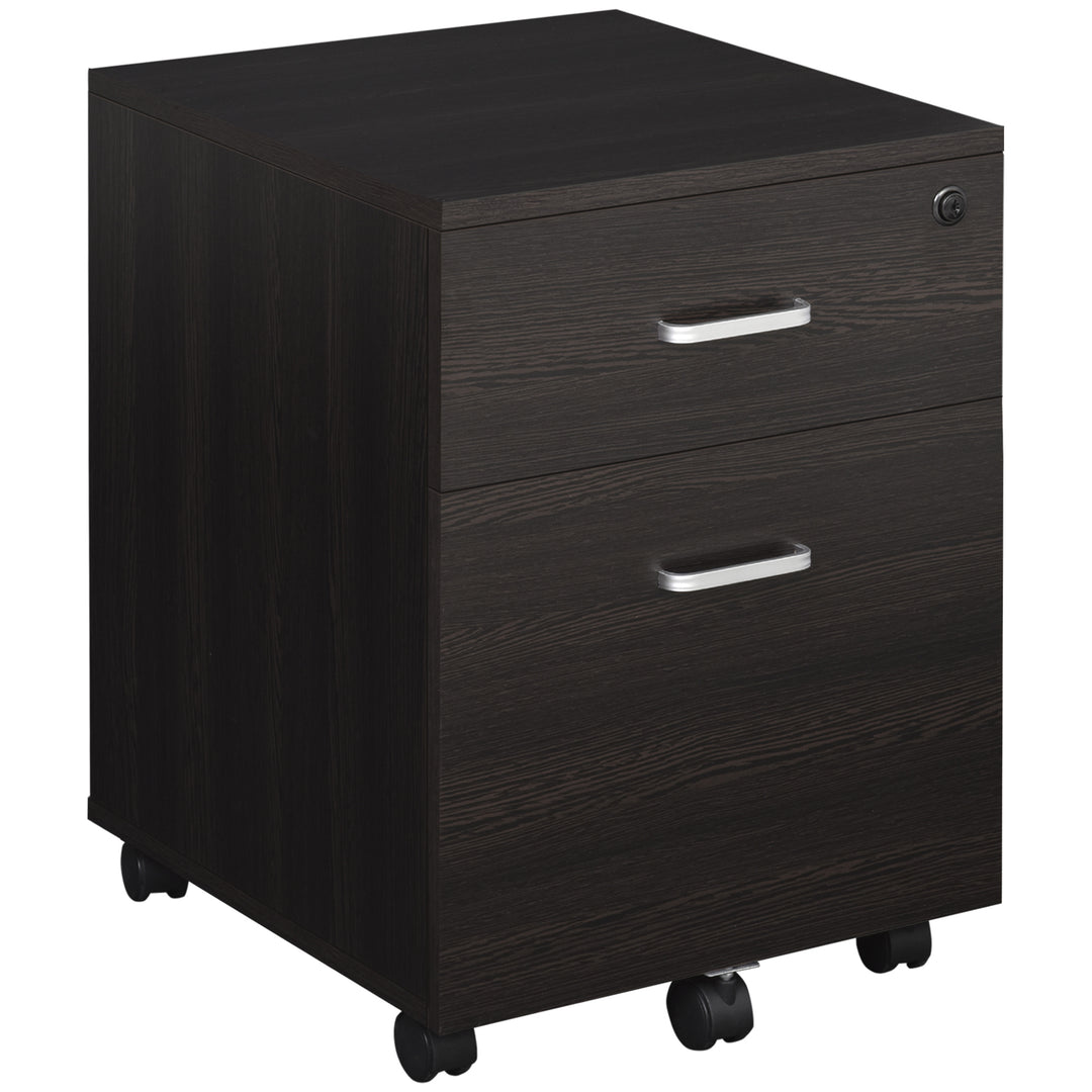 MCL 2-Drawer Locking Office Filing Cabinet w/ 5 Wheels Rolling Storage Hanging A4 Cupboard Home Organisation Black Wood Grain