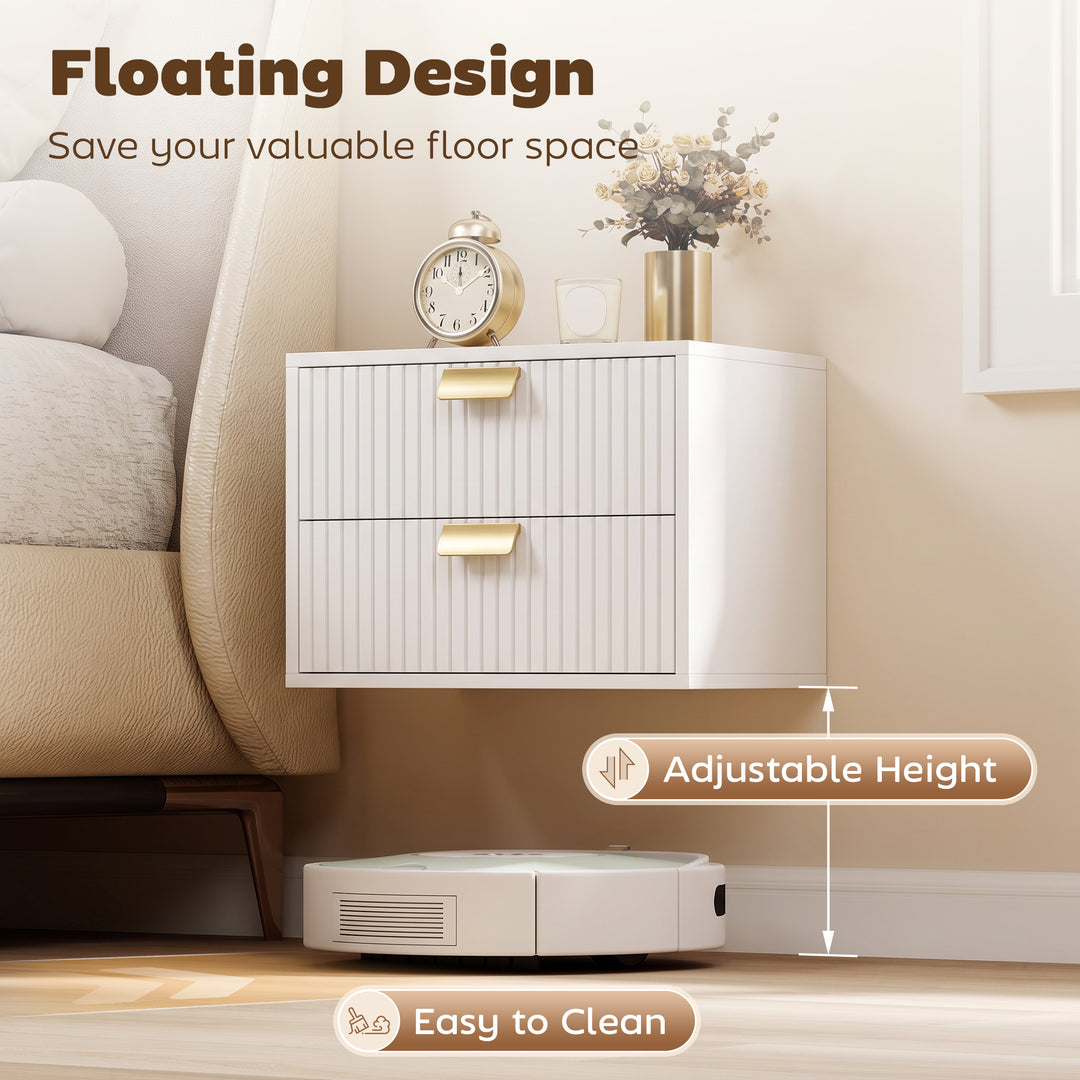 Modern Floating Nightstands Set of 2, Wall Mounted Bedside Tables with
