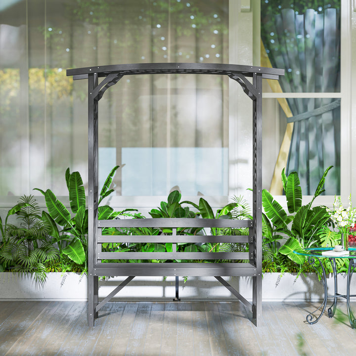 Garden Bench, Wooden Garden Arbour with Seat for Vines/Climbing Plants, Grey