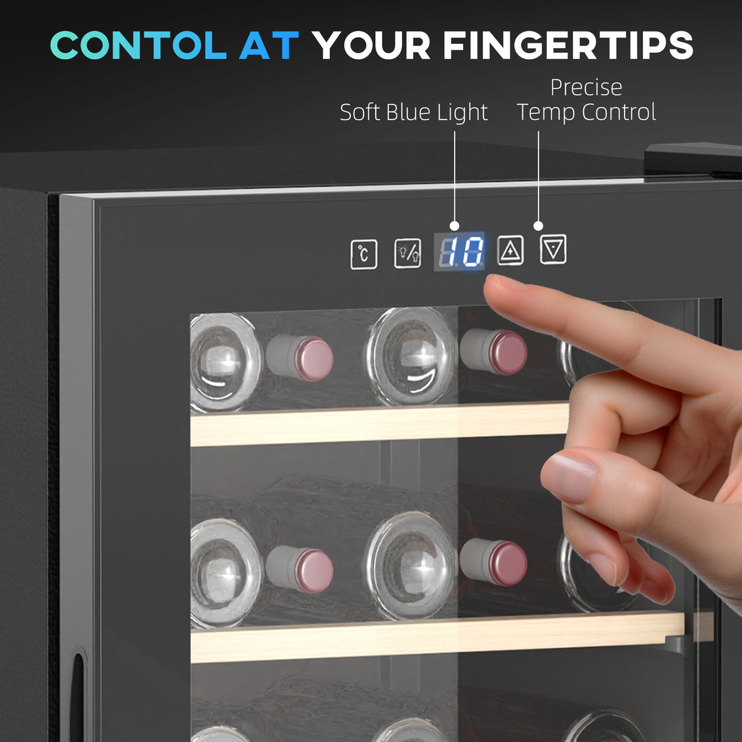 41 Bottle Wine Fridge, 91 Litre Capacity, 45cm Freestanding Wine Cooler Fridge with Glass Door, LED Light, Digital Touch Screen, Temperature Control, Black
