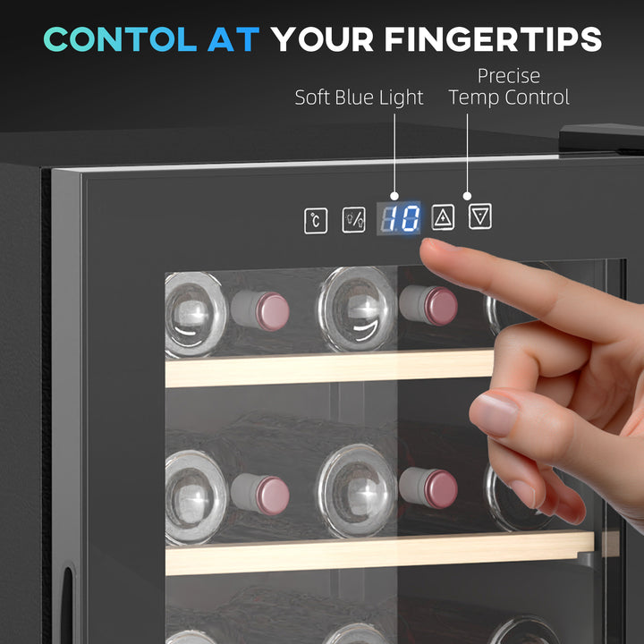 41 Bottle Wine Fridge, 91 Litre Capacity, 45cm Freestanding Wine Cooler Fridge with Glass Door, LED Light, Digital Touch Screen, Temperature Control, Black