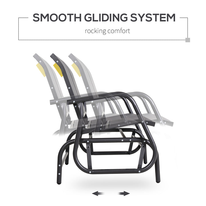 2-Person Outdoor Glider Bench Patio Double Swing Gliding Chair Loveseat w/Power Coated Steel Frame for Garden Patio Porch, Grey