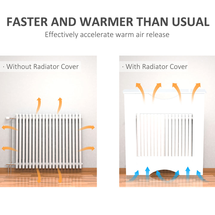 Painted MDF Radiator Cover Heater Cabinet Modern Slatted Home Furniture Living Room Bedroom Worktop White 82H x 78W x 19D