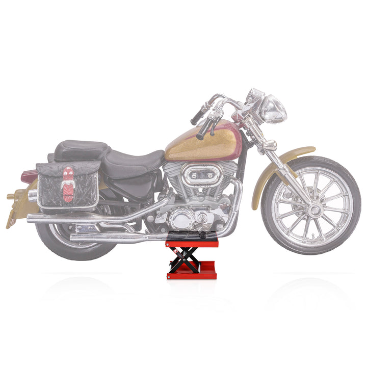 500KG Motorcycle Lift Scissor Jack, Height Adjustable Motorbike Stand with Anti-Slip Wide Deck, Heavy Duty Steel Motorbike Repair Lift Hoist Stand for Home Garage, Red