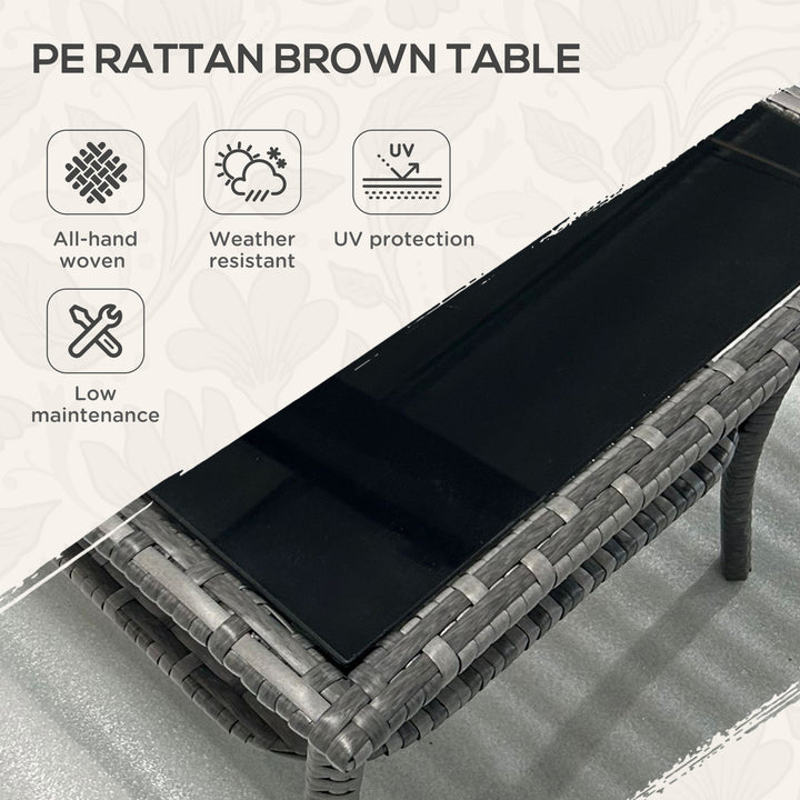 Two-tier PE Rattan Square Coffee Table - Grey