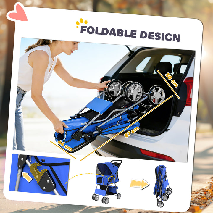 Dog Pram, Pet Stroller with Reflective Strips, Foldable Cat Stroller w