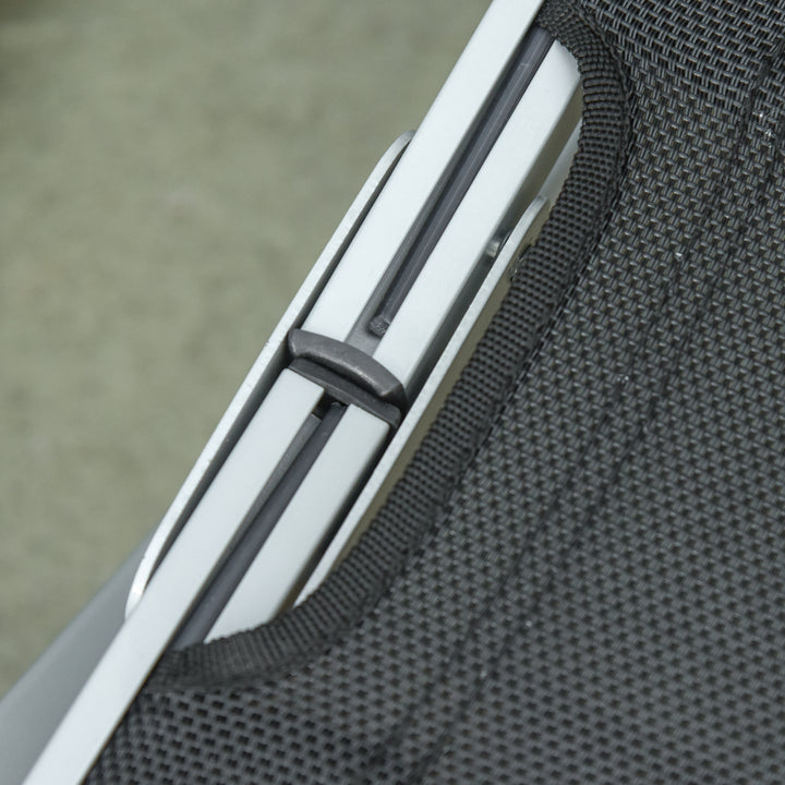 2 Pieces Folding Sun Lounger, S-shaped Lounge Chairs Reclining Sleeping Bed with Aluminium Frame