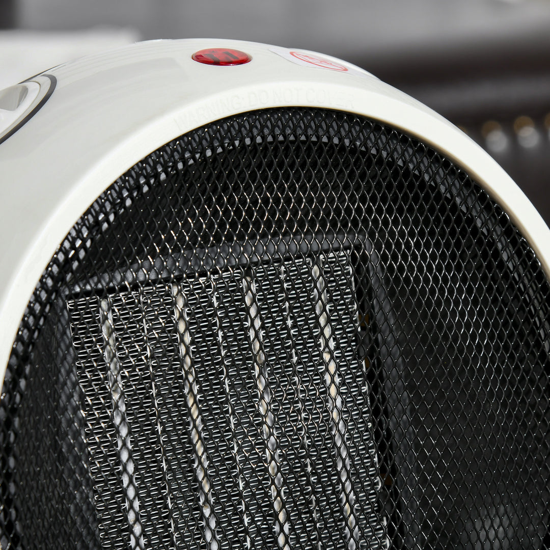 Small Table Top Space Heater, Ceramic Electric Heater with 2 Heat and Fan, Adjustable Temperature, Tip-Over & Overheating Protection, 900W/1500W
