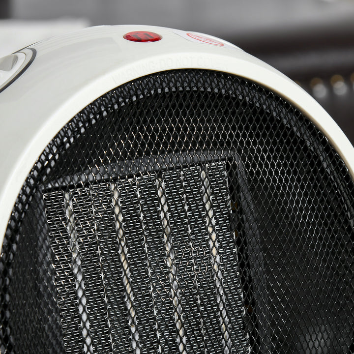Small Table Top Space Heater, Ceramic Electric Heater with 2 Heat and Fan, Adjustable Temperature, Tip-Over & Overheating Protection, 900W/1500W