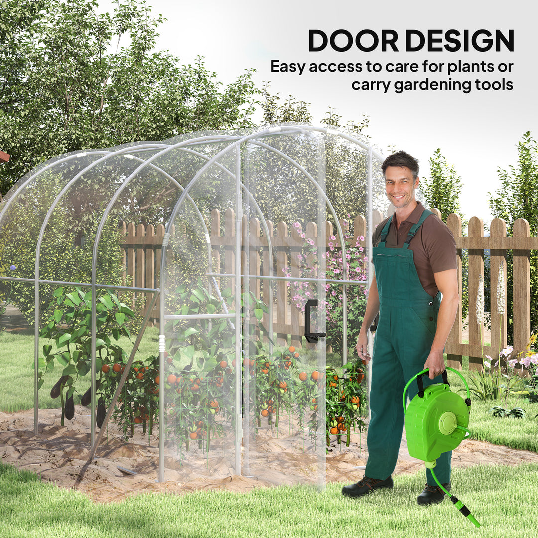 Polytunnel Greenhouse Walk-in Grow House with PE Cover, Door and Galvanised Steel Frame, 3 x 2 x 2m, Clear