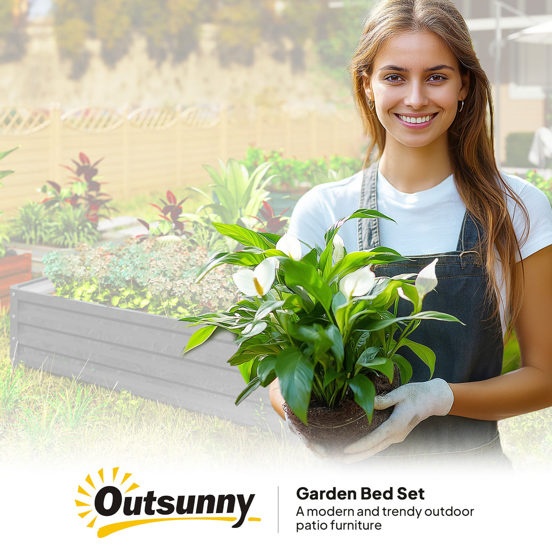 432L Square Raised Garden Bed Box Steel Frame for Vegetables, Flowers and Herbs, 120 x 120 x 30cm, Light Grey