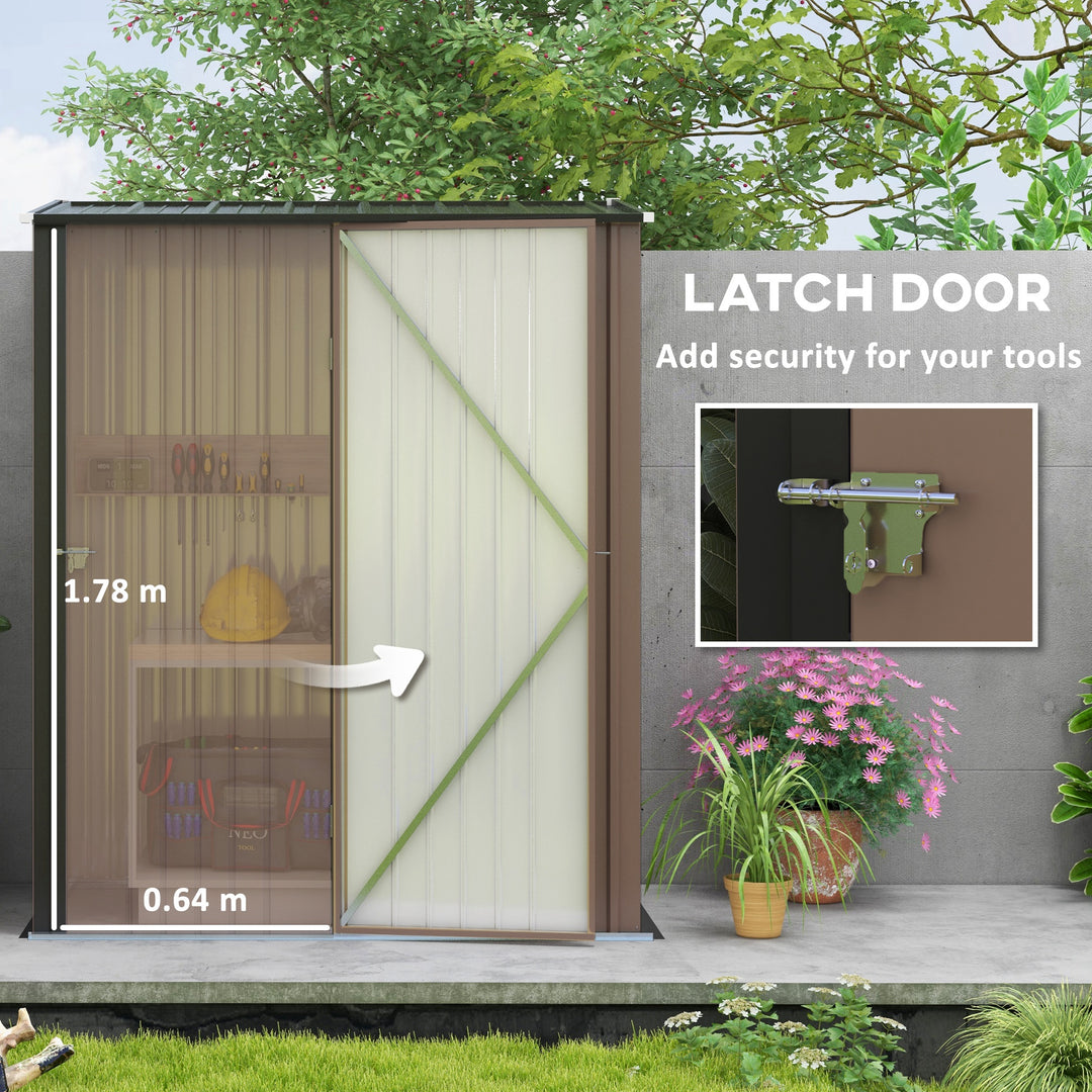 5.3 x 3.1ft Corrugated Steel Garden Shed - Brown