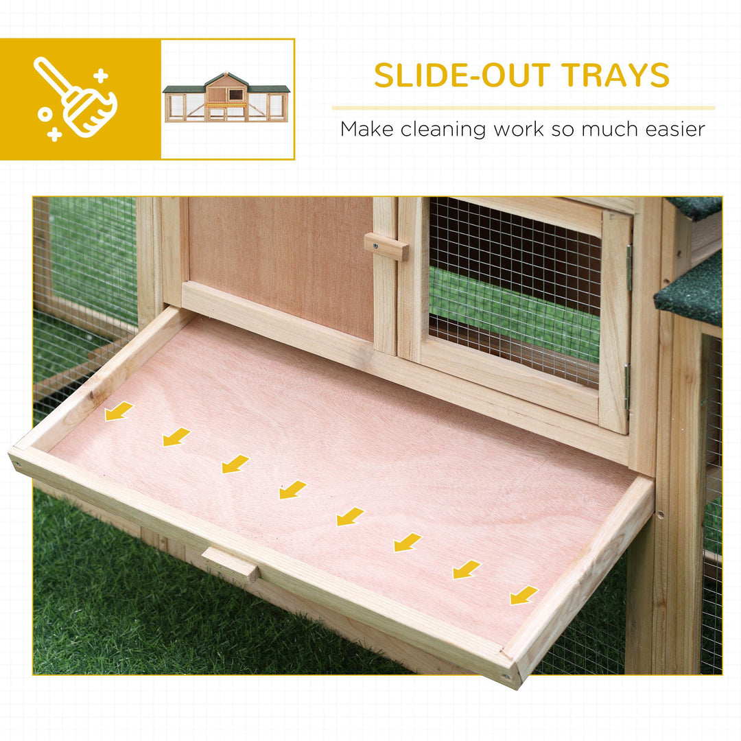 MCL Large Rabbit Hutch Outdoor Wooden Guinea Pig Hutch with Run, 2 Storey Bunny House 210 x 45.5 x 84.5 cm