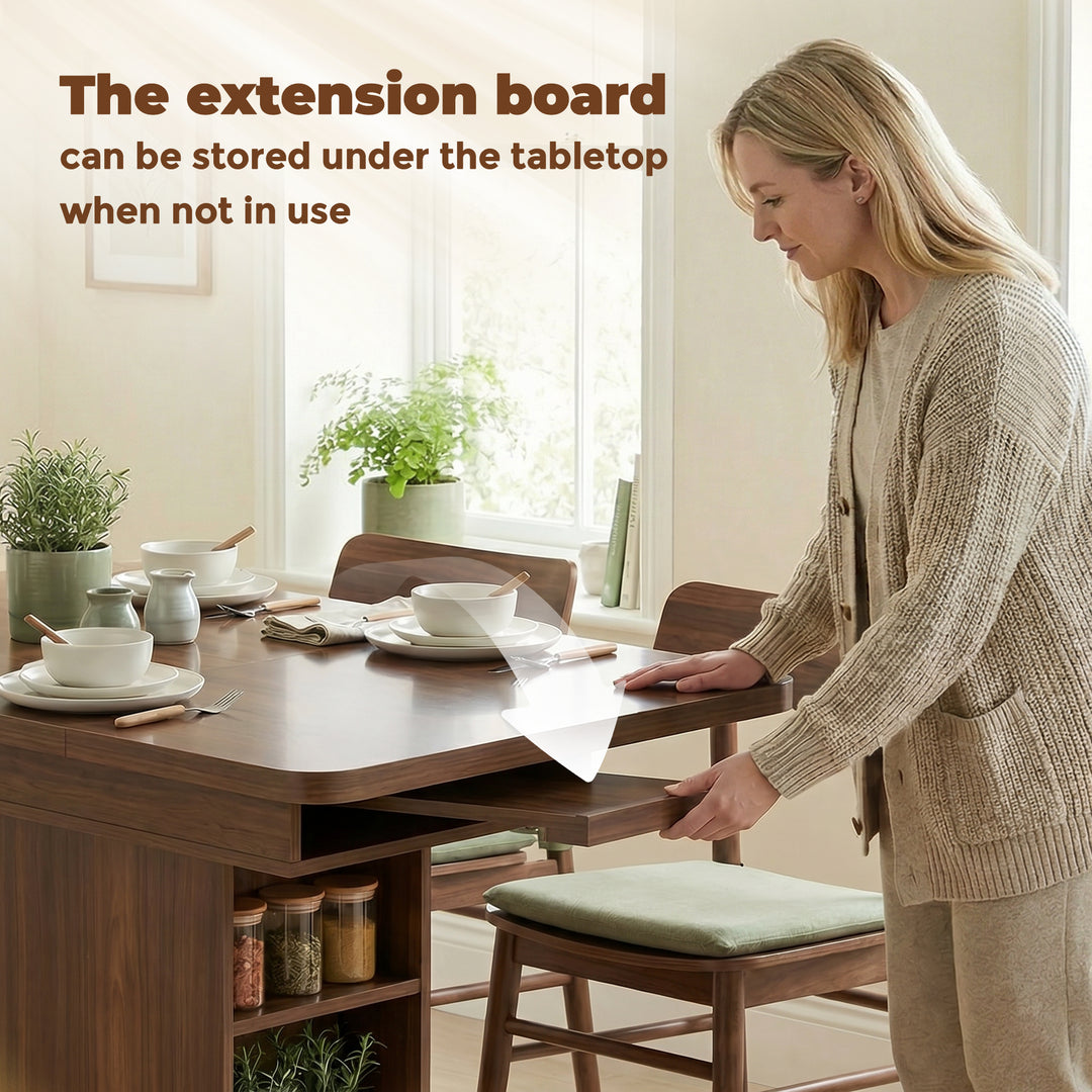 Extendable Dining Table for 4-6 People, 110-130cm Kitchen Table with 6