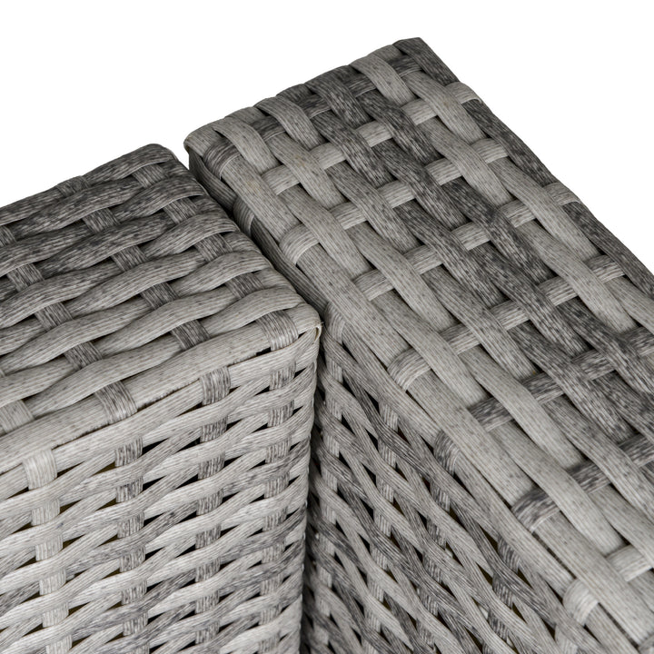 MCL Outdoor PE Rattan Corner Sofa, Garden Wicker Furniture Single Sofa Chair w/ Cushions, Light Grey