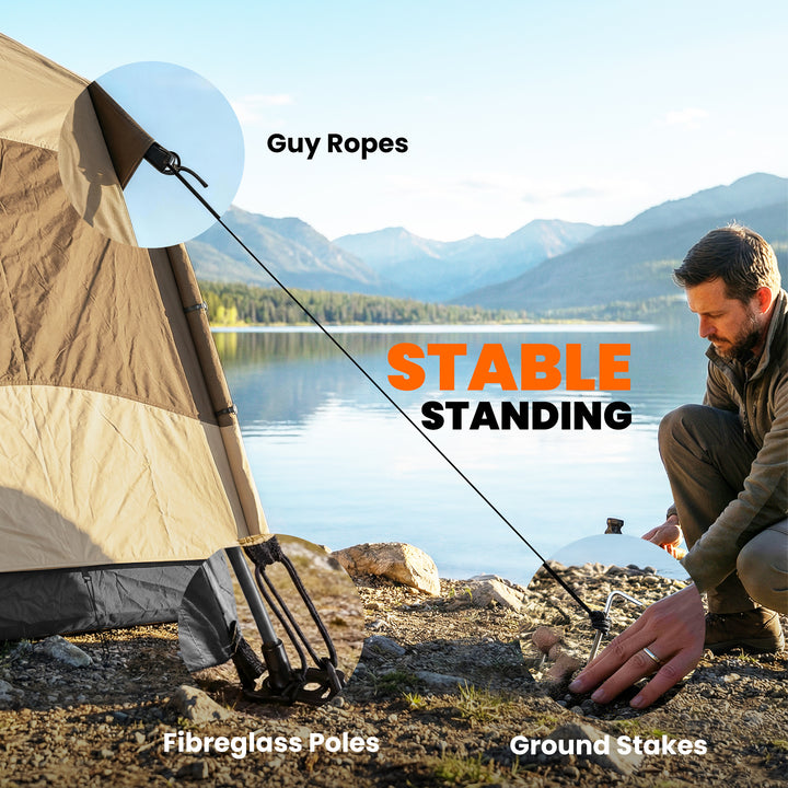 Double Layer Instant Pop Up Tent with Rainfly, Portable Camping Shelte
