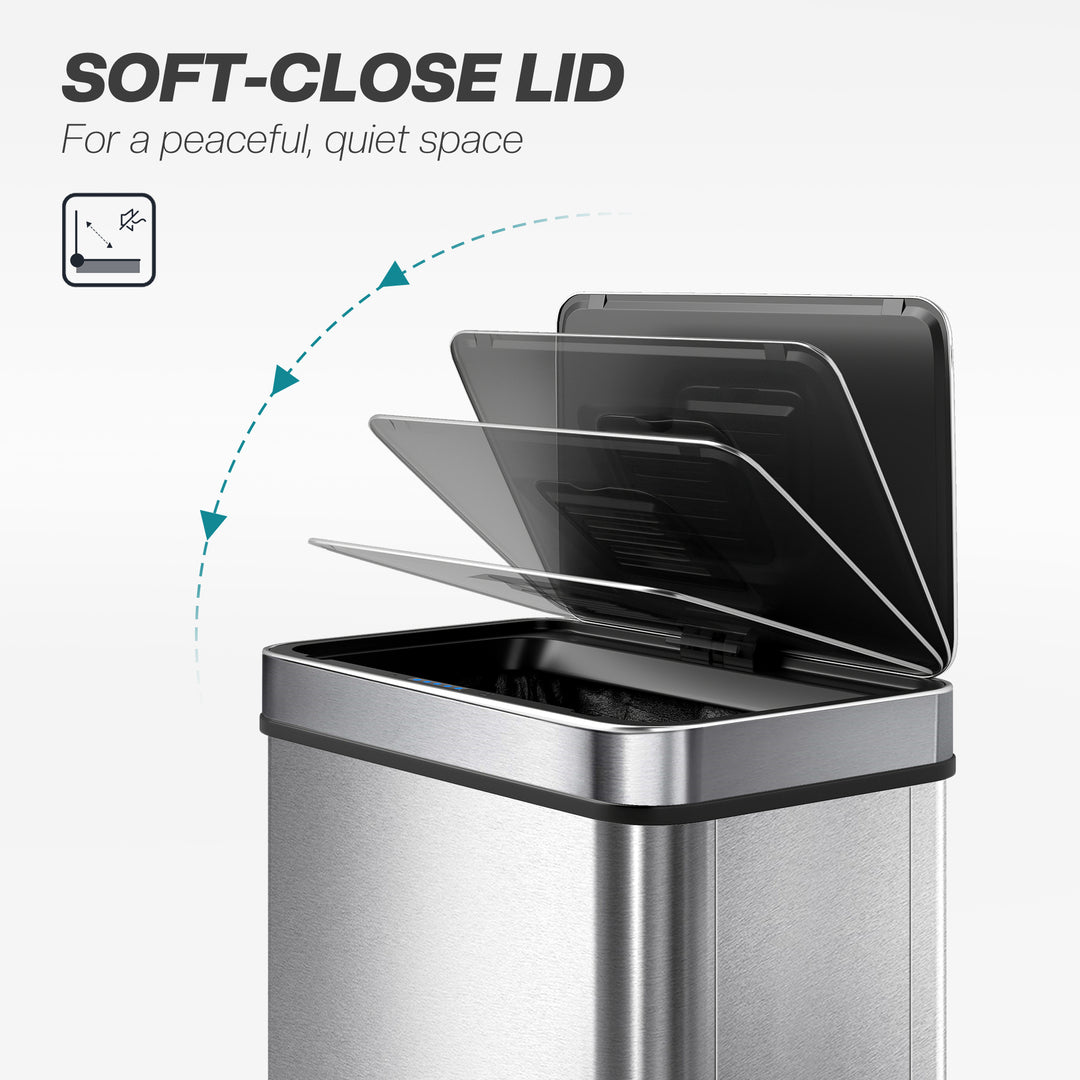 60 L Sensor Can, Sensor Bin with Soft-Close Lid, Fingerprint-Proof Sta