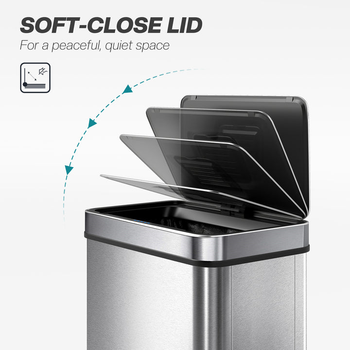 60 L Sensor Can, Sensor Bin with Soft-Close Lid, Fingerprint-Proof Sta