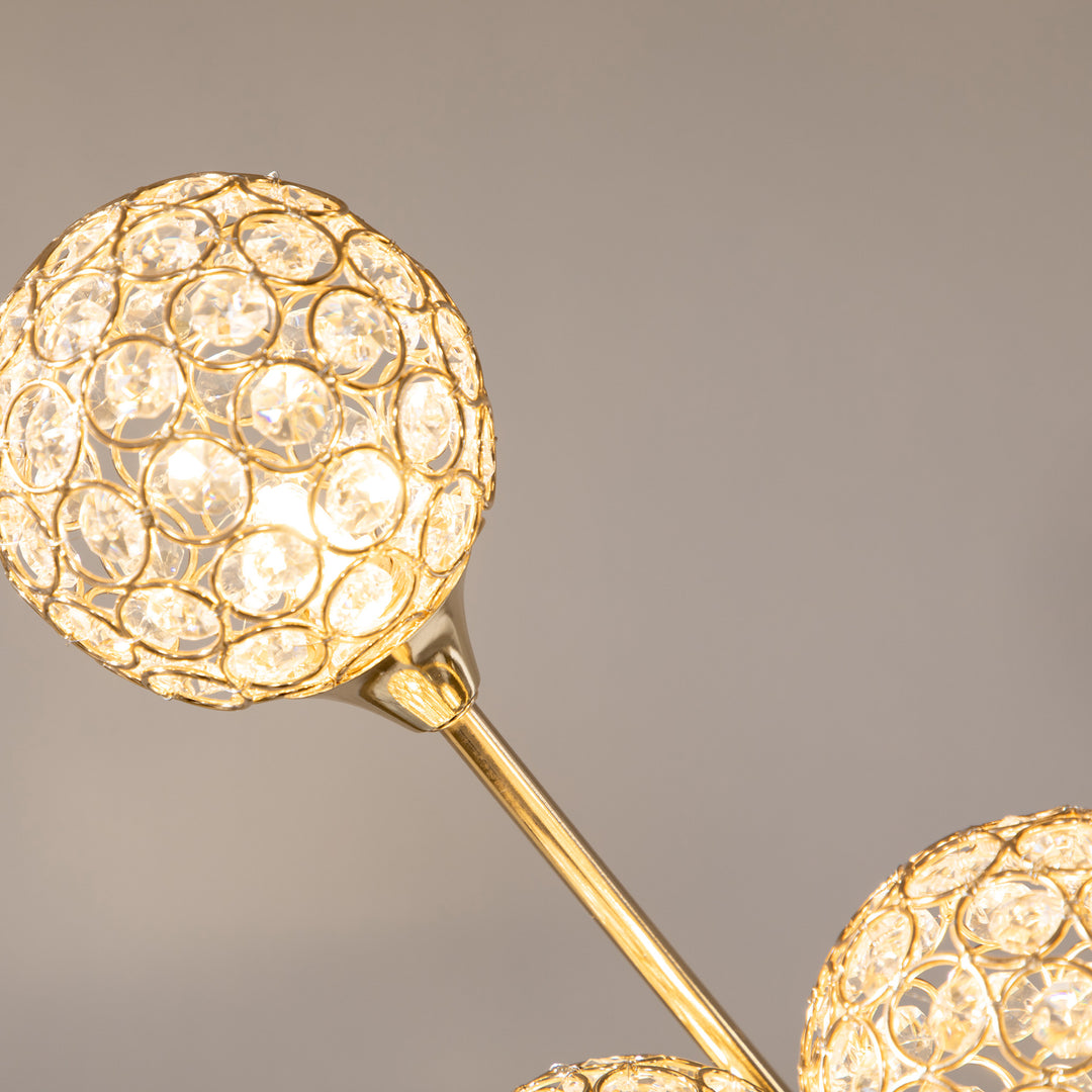 MCL Crystal Floor Lamps for Living Room Bedroom with 5 Light, Modern Upright Standing Lamp, 34x25x156cm, Gold Tone