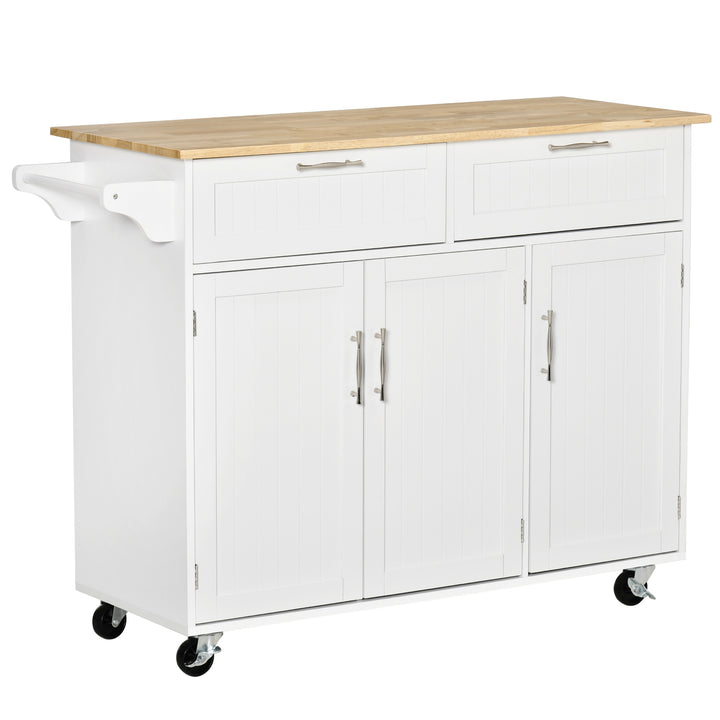 MCL Kitchen Island Utility Cart, with 2 Storage Drawers & Cabinets for Dining Room, White