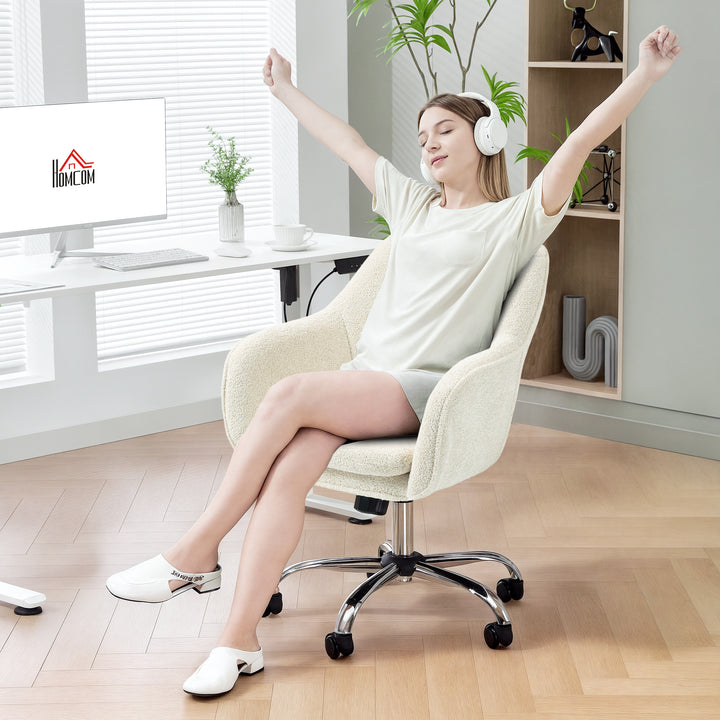 HOMCOM Velvet-Feel Office Chair - Beige
