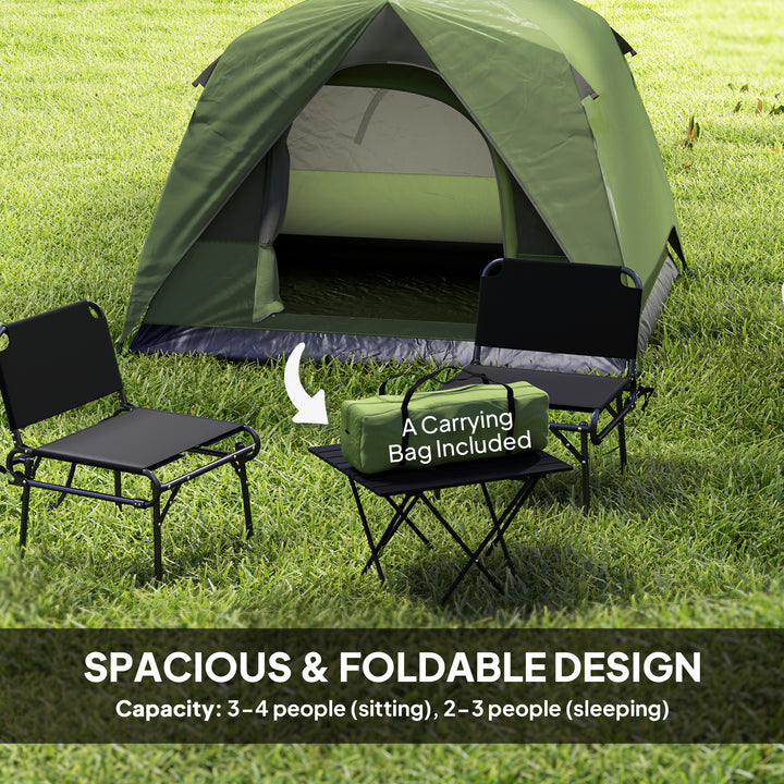 3-4 Person Camping Tent, Easy Set Up Waterproof Dome Tent with Sewn-in Groundsheet, Mesh Windows, Pocket and Hook for Camping, Hiking, Backpacking, Olive Green and Grey