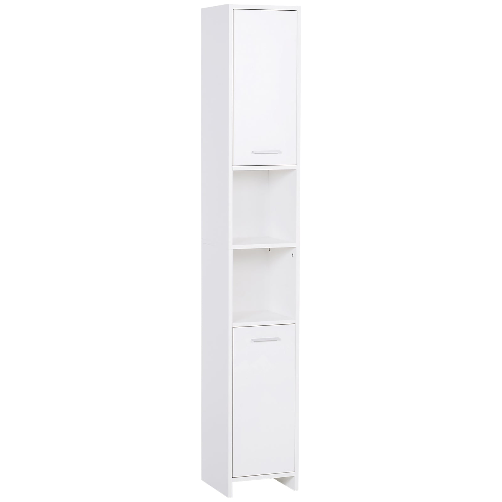 Bathroom Floor Storage Cabinet Slim Tallboy w/ Door Cupboard & Shelves For Living Room, Bedroom, Hallway White
