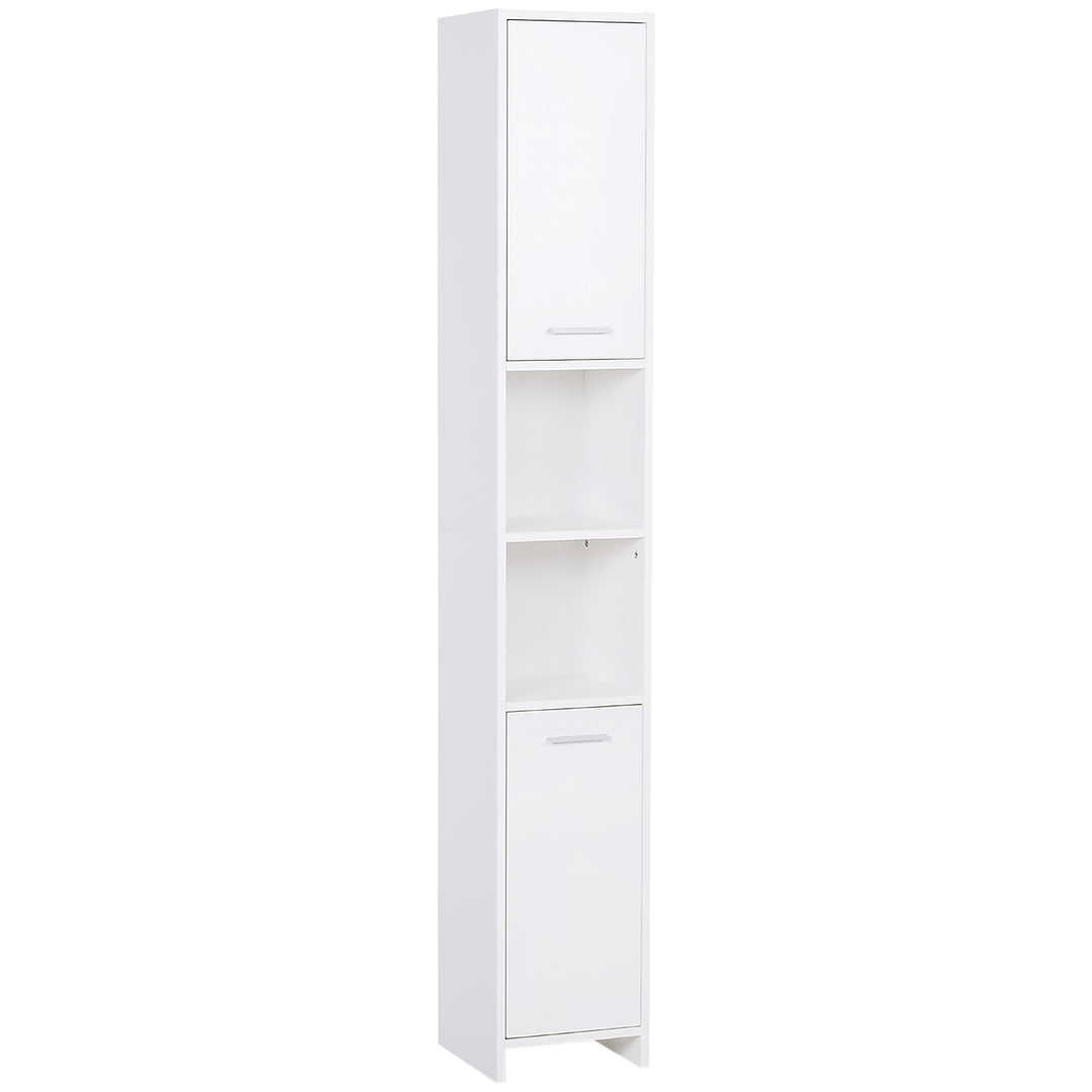MCL Bathroom Floor Storage Cabinet Slim Tallboy w/ Door Cupboard & Shelves For Living Room, Bedroom, Hallway White