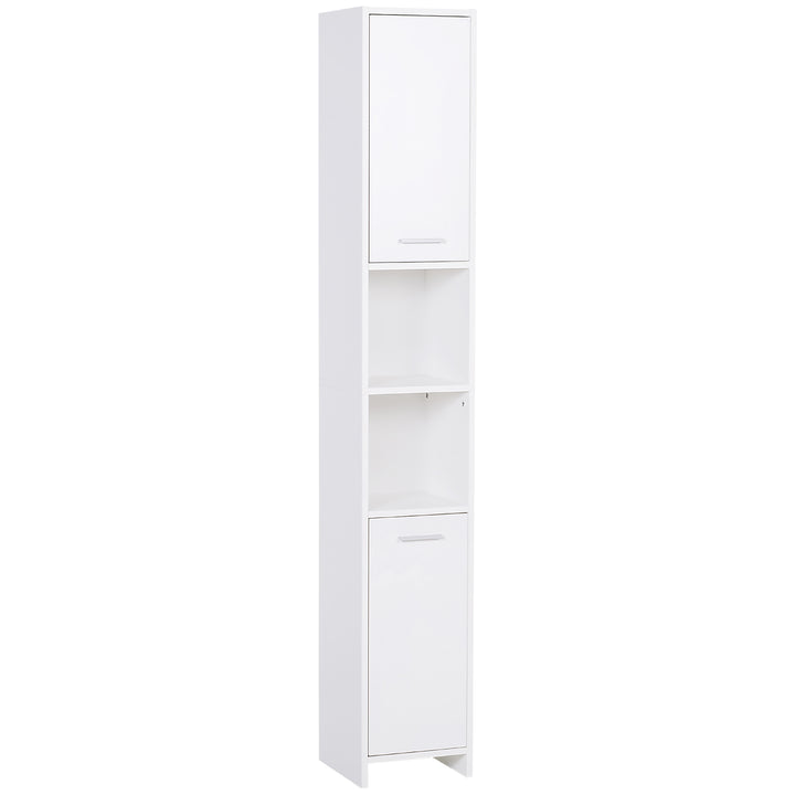 MCL Bathroom Floor Storage Cabinet Slim Tallboy w/ Door Cupboard & Shelves For Living Room, Bedroom, Hallway White