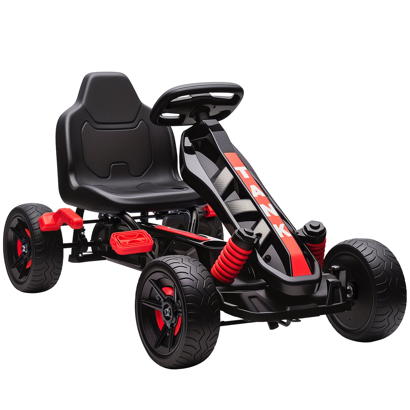 AIYAPLAY Pedal Go kart for Kids Ages 3-6 Years, with Automatic Clutch, Brake, EVA Anti-Slip Wheels, Red