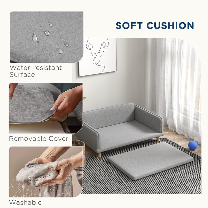 Pet Sofa for Medium Dogs, with Water-Resistant Fabric, Four Legs - Grey