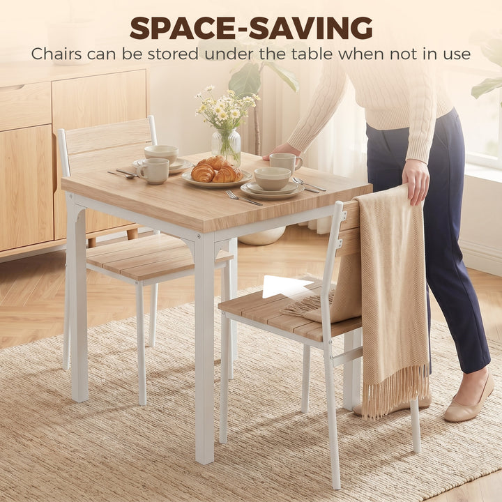 Three-Piece Minimal and Compact Dining Set, Oak Wood Effect
