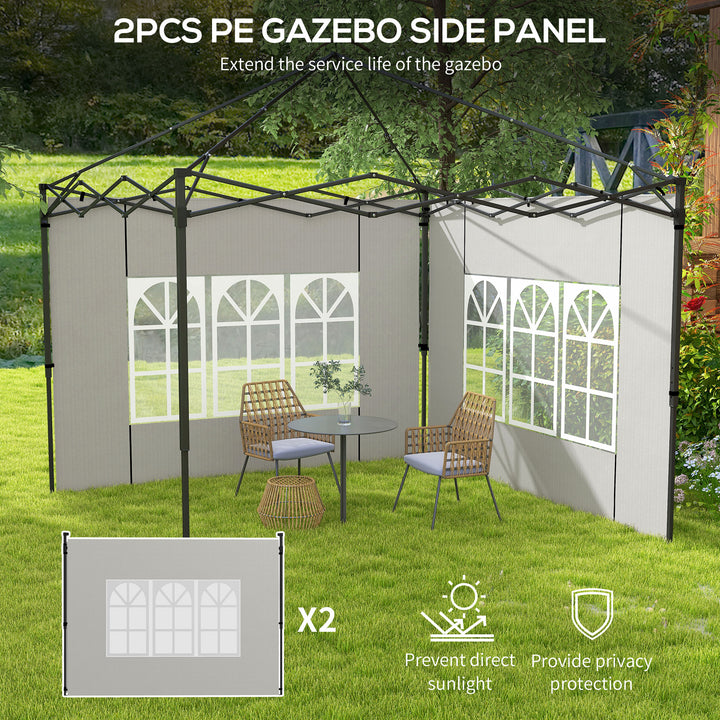 Outsunny Gazebo Side Panels, Sides Replacement with Window for 3x3(m) or 3x6m Gazebo Canopy, 2 Pack, White