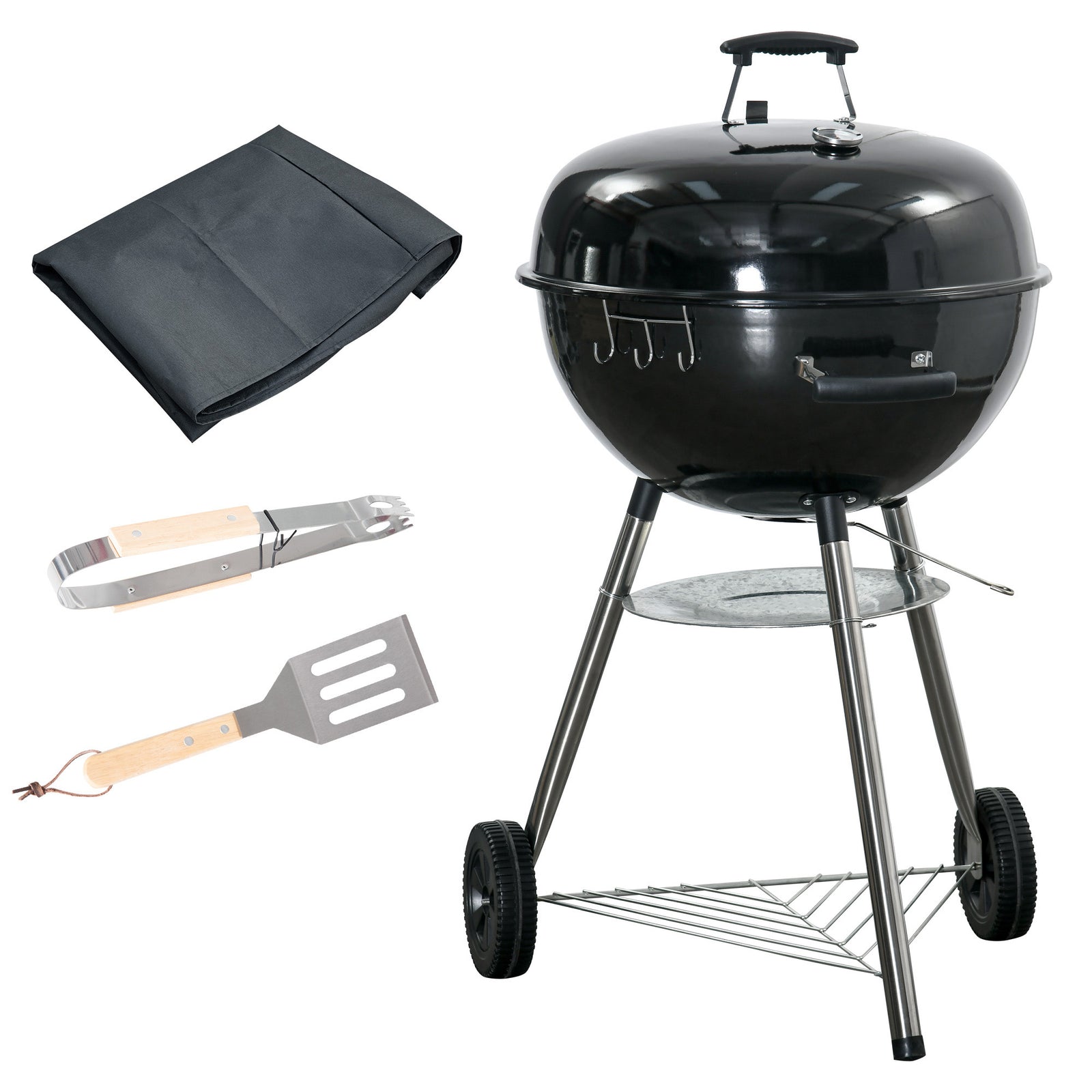 Portable Kettle Charcoal Grill - Black