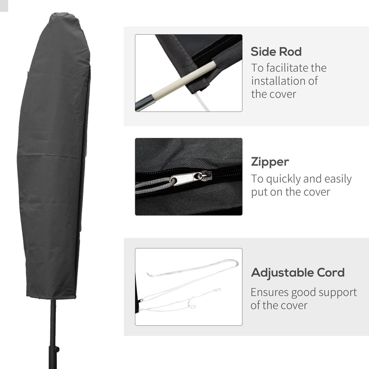 Parasol Cover, Patio Cantilever Cover, Banana Umbrella Protector with Rod, Zipper for Outdoor Garden, Patio, Dark Grey