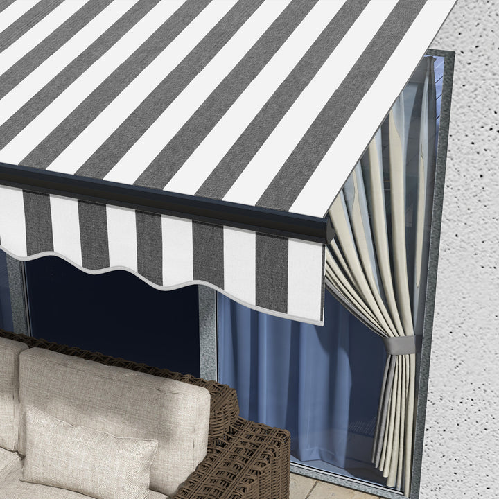 2.5 x 3.5m Aluminium Frame Electric Awning, with Remote - Grey/White