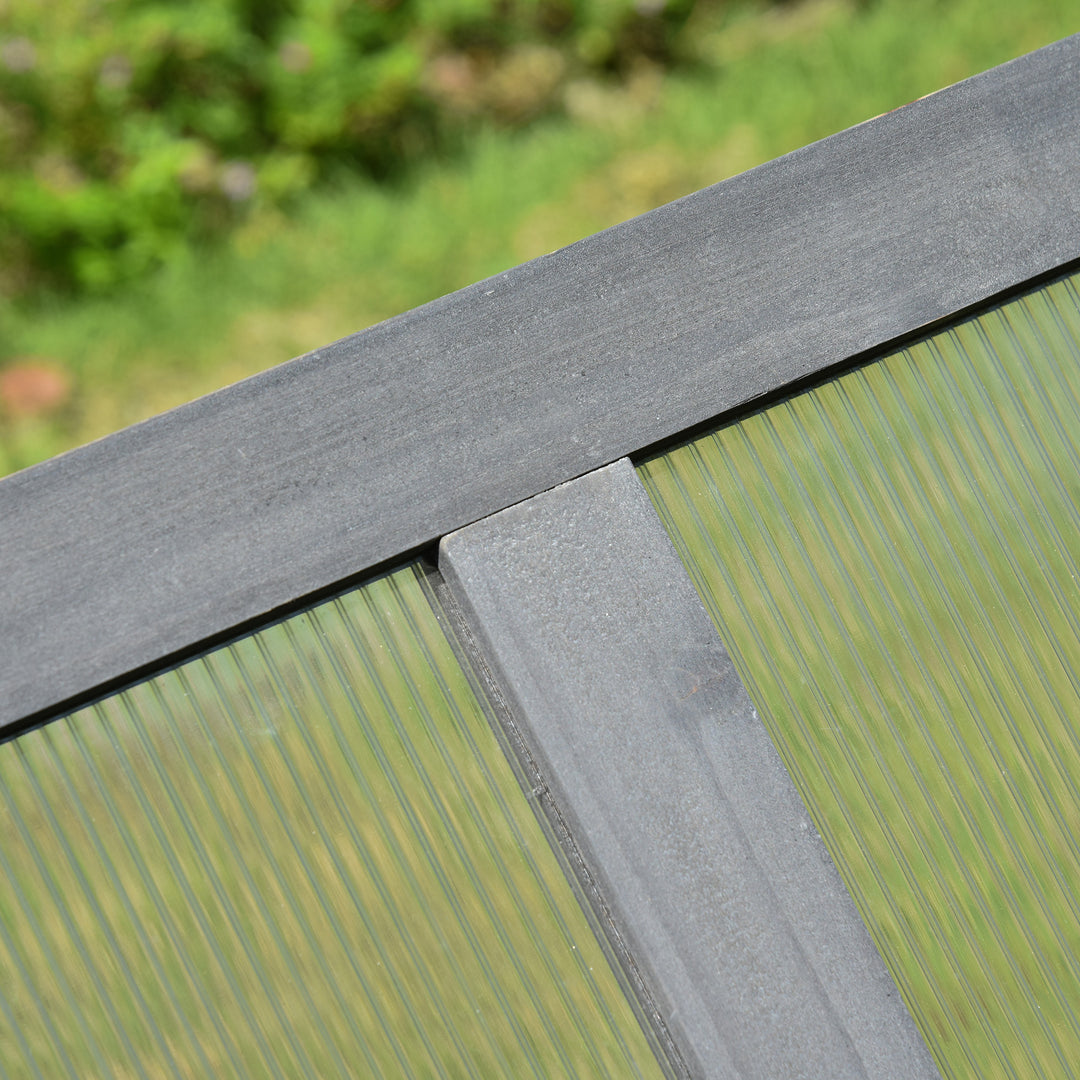 MCL Wooden Cold Frame, Small Polycarbonate Greenhouse for Plants with Openable & Tilted Top Cover, Grey, 100 x 65 x 40cm