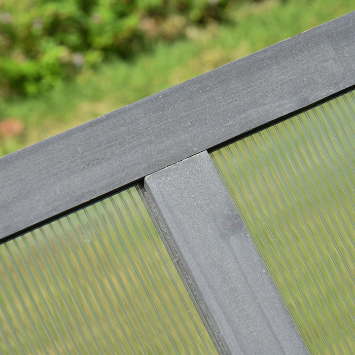 MCL Wooden Cold Frame, Small Polycarbonate Greenhouse for Plants with Openable & Tilted Top Cover, Grey, 100 x 65 x 40cm