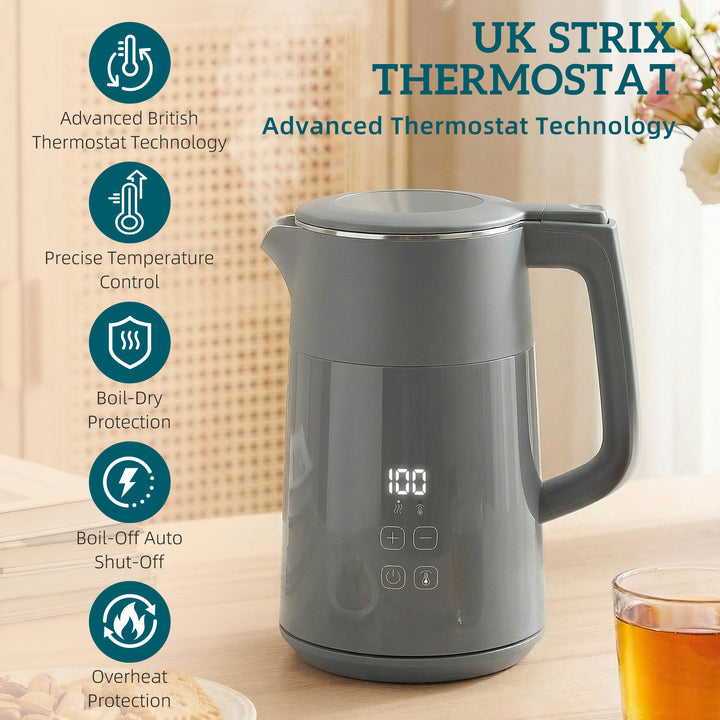 Electric Kettle, 1.7L Fast Boil 3kW Water Kettle with UK Strix Thermos
