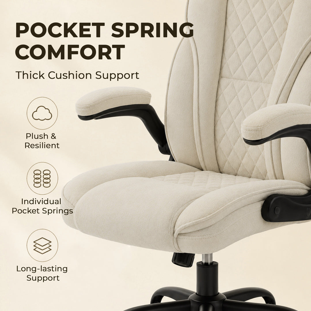 Office Chair, Ergonomic Desk Chair with Flip-up Armrest, Pocket Spring