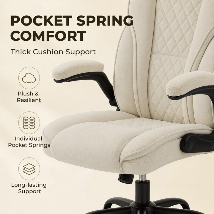 Office Chair, Ergonomic Desk Chair with Flip-up Armrest, Pocket Spring